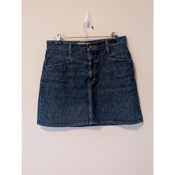Madewell Stretch Denim Western Yoke Detail A-Line Skirt Sz 28 Cowgirl Aesthetic - Picture 3 of 9